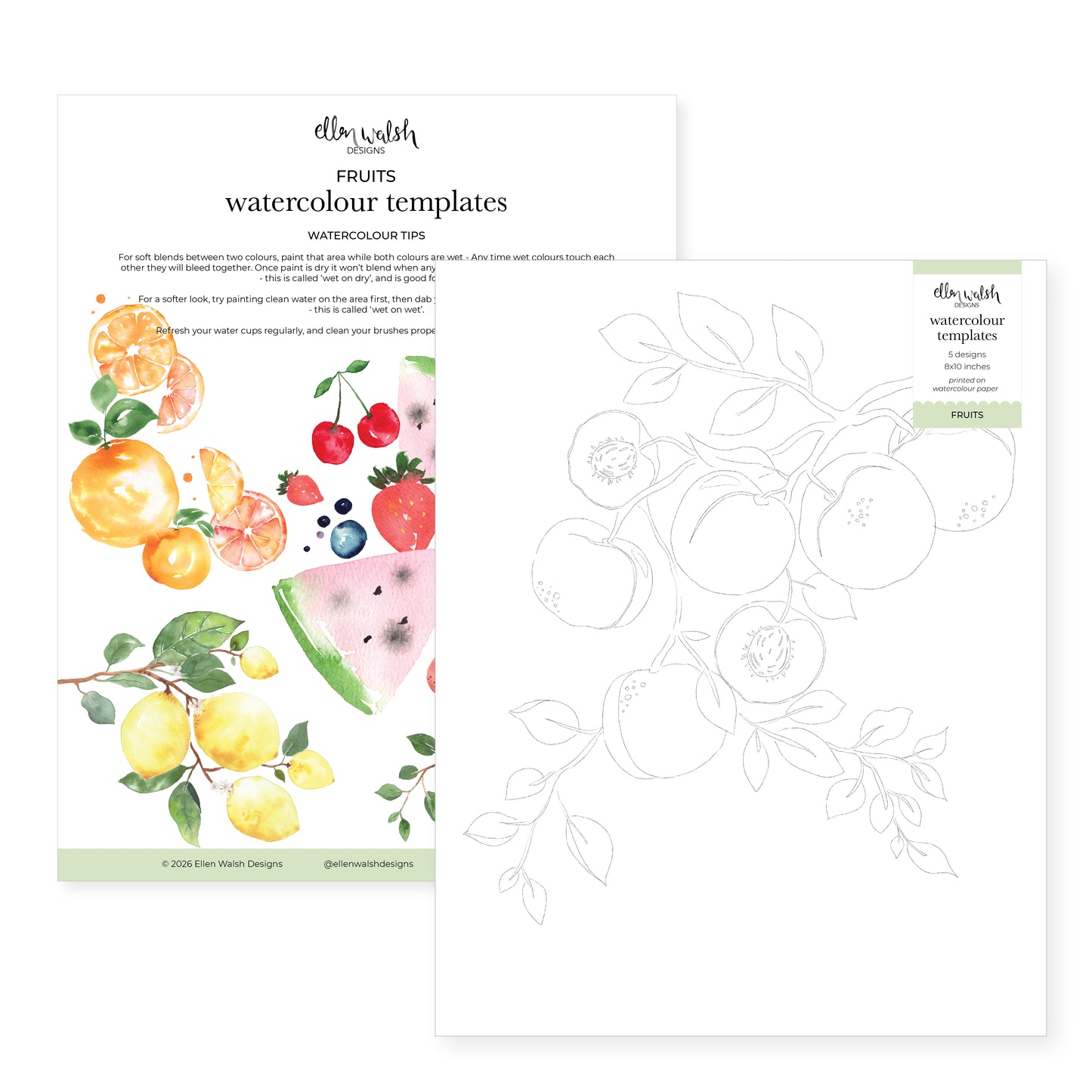 Fruit Watercolour Templates