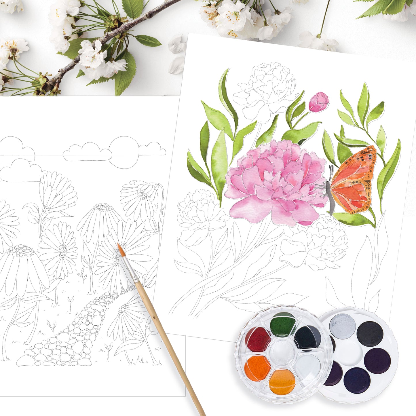 In The Garden Watercolour Templates