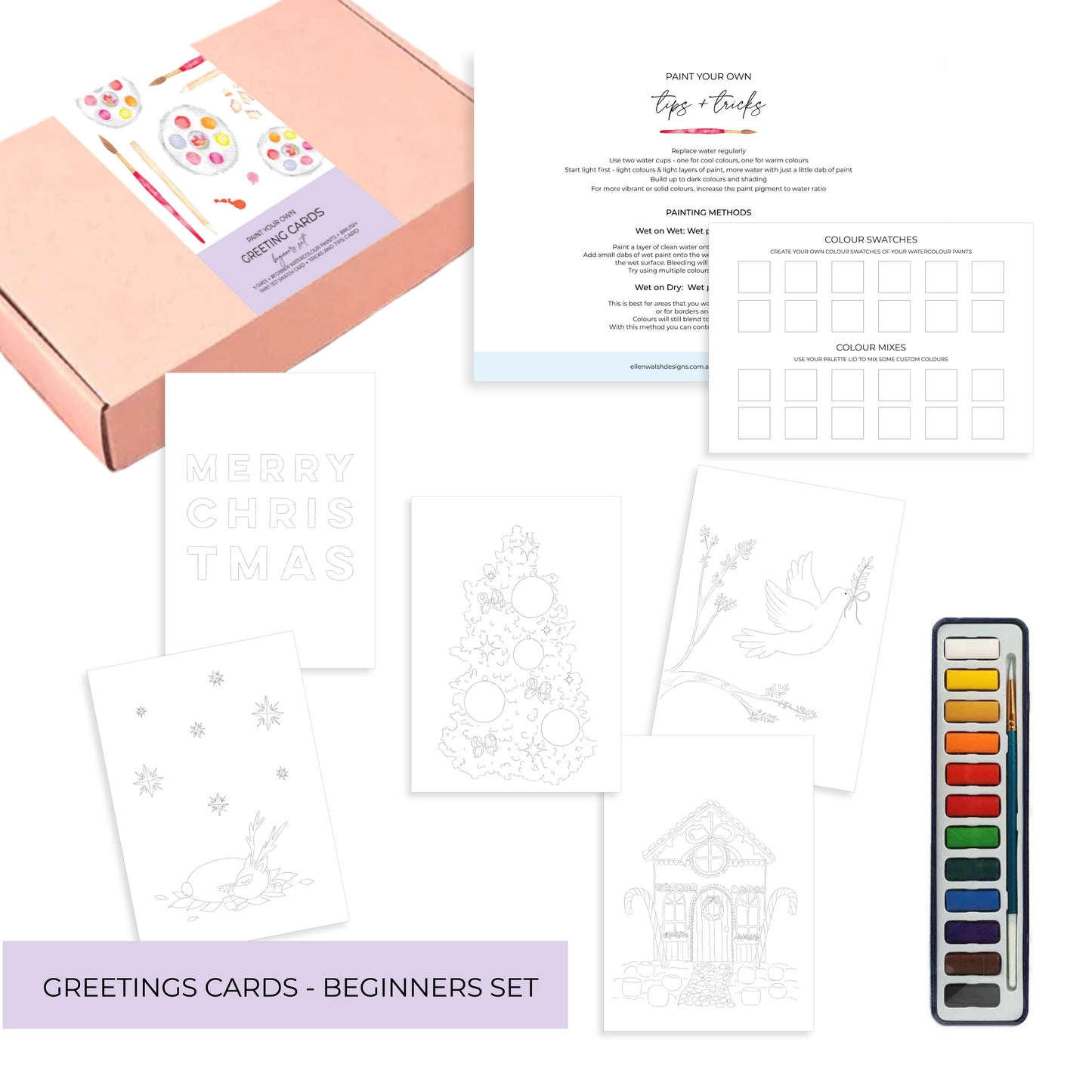 Christmas Cards - Paint Your Own Watercolour Set