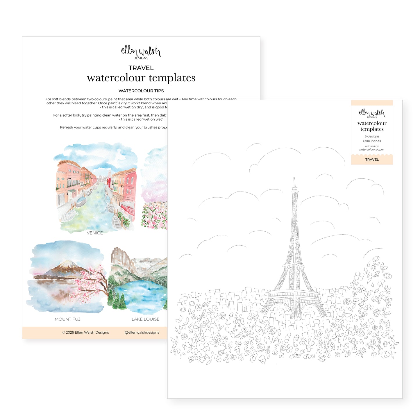 Travel Watercolour Templates
