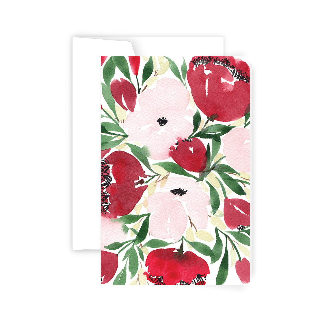 Deep Red Florals - Card