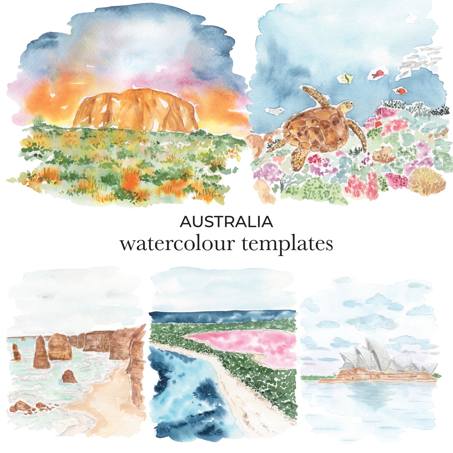 Australia Watercolour Templates