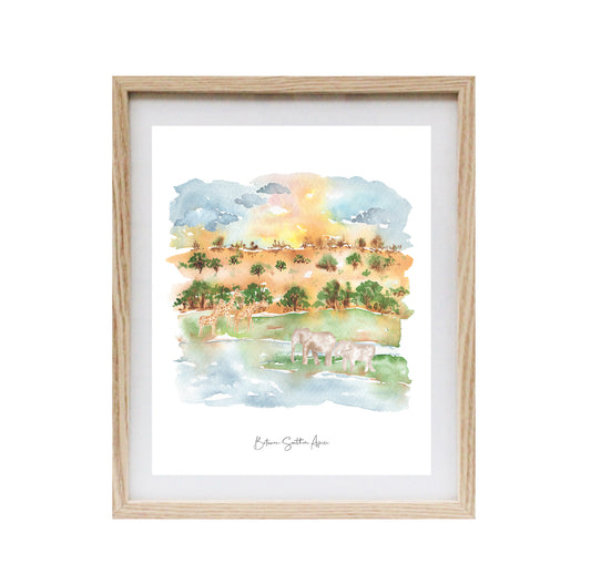 Botswana Watercolour Art Print