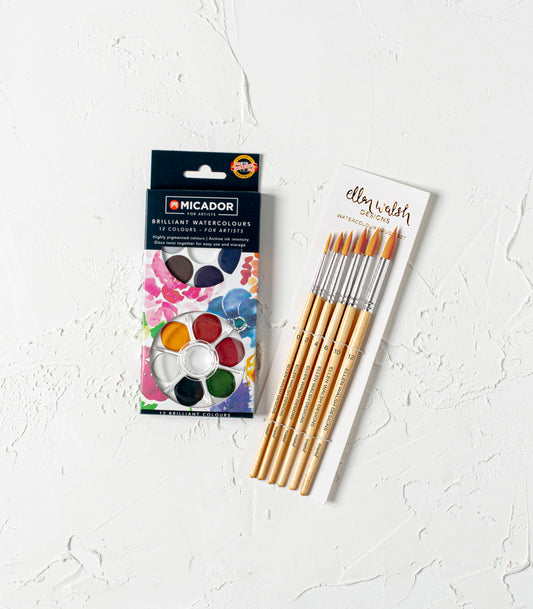 Watercolour Paint & Brush Set Bundle
