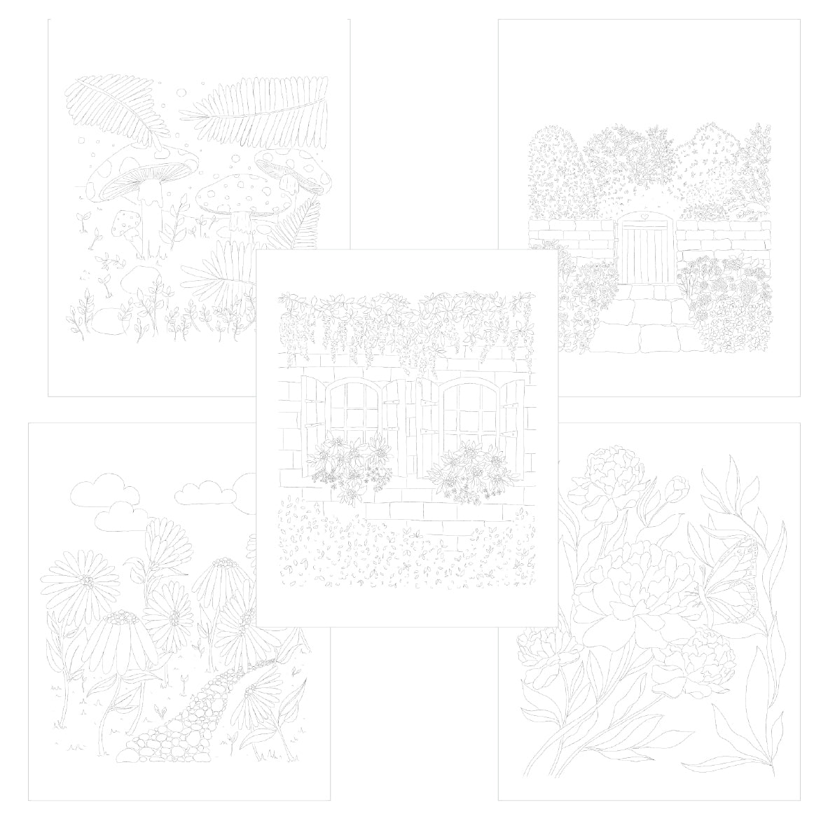 In The Garden Watercolour Templates