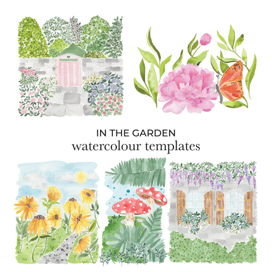 In The Garden Watercolour Templates