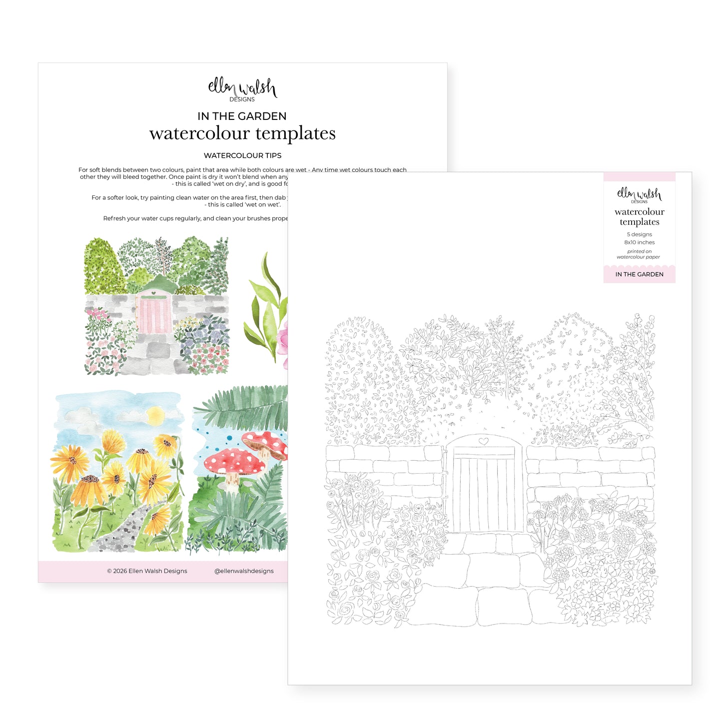 In The Garden Watercolour Templates