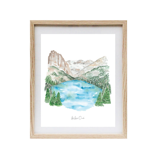 Lake Louise Watercolour Art Print 8x10