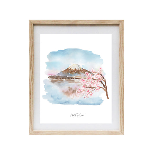 Mount Fuji Watercolour Art Print 8x10