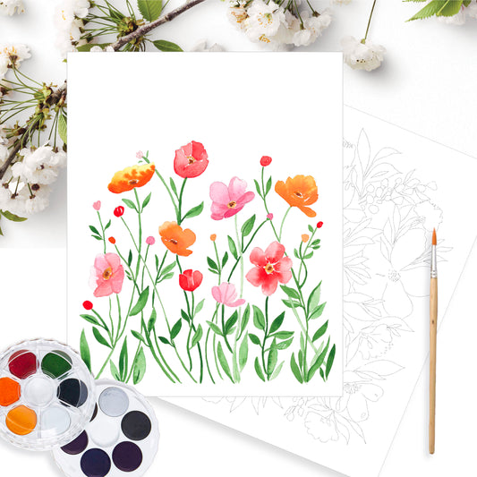 Floral Art Prints - Paint Your Own Watercolour Kit