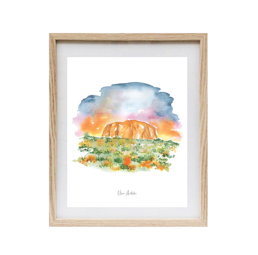 Uluru Watercolour Art Print 8x10