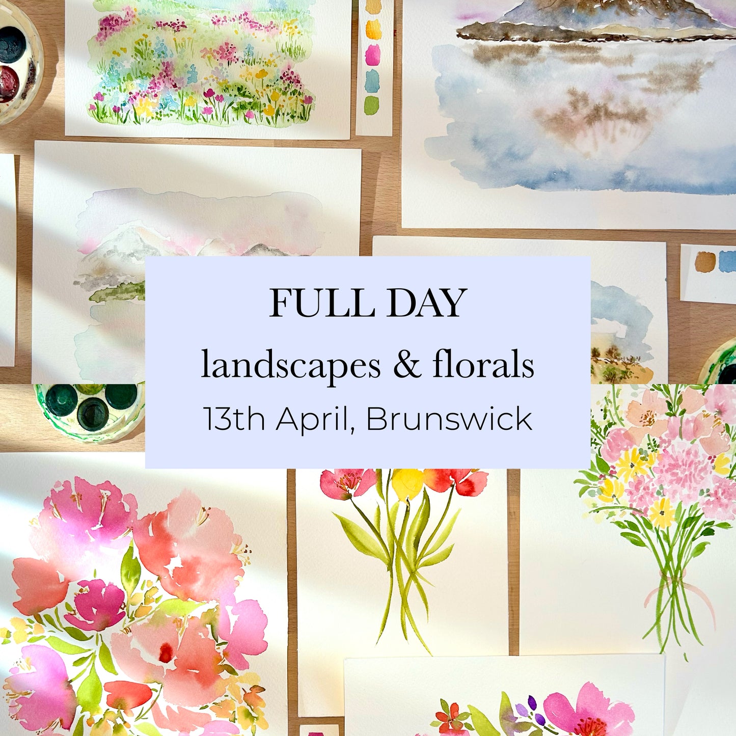 FULL DAY: Landscapes & Florals Watercolour Workshop - 13th April, Brunswick