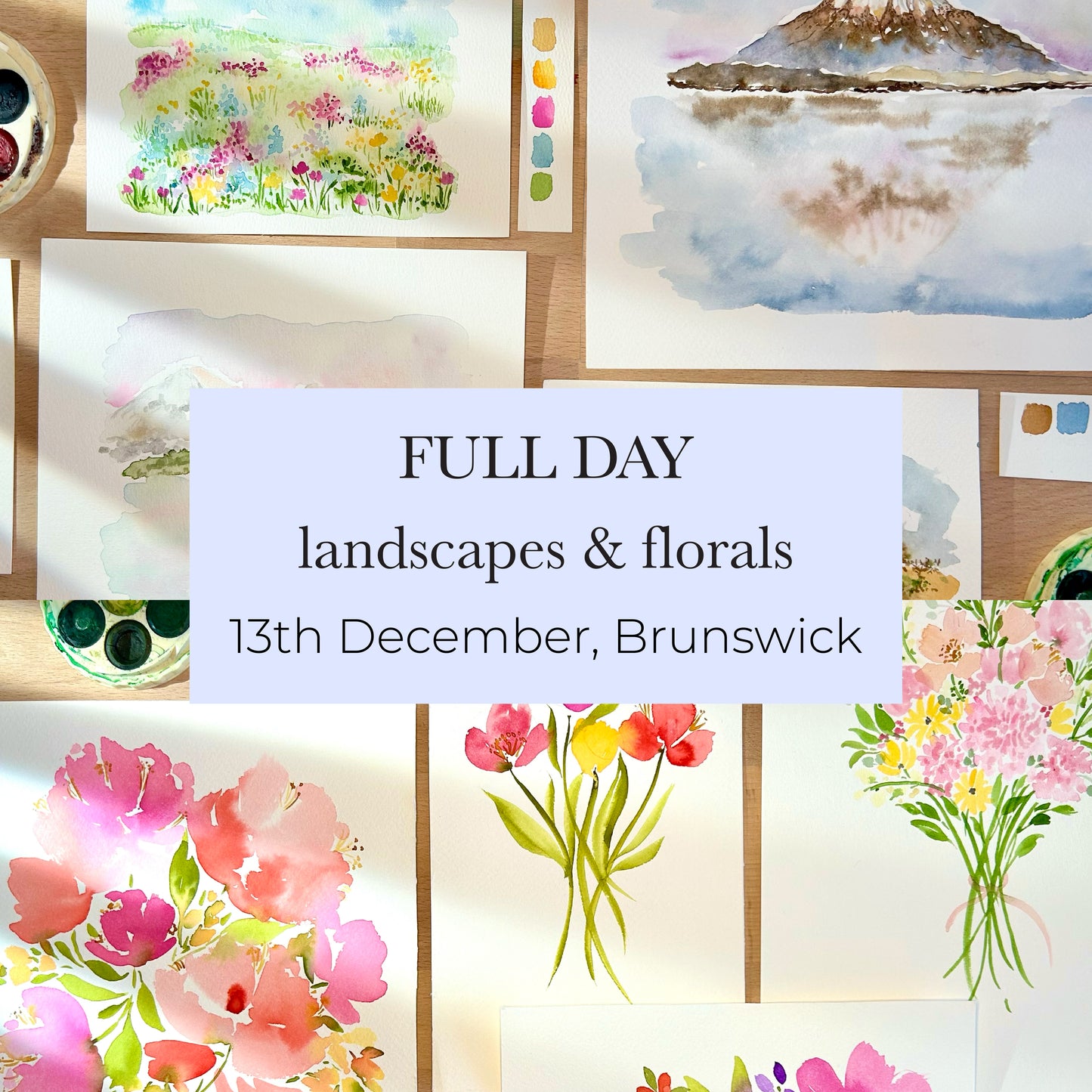 FULL DAY: Landscapes & Florals Watercolour Workshop - 13th Dec, Brunswick