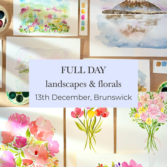 FULL DAY: Landscapes & Florals Watercolour Workshop - 13th Dec, Brunswick